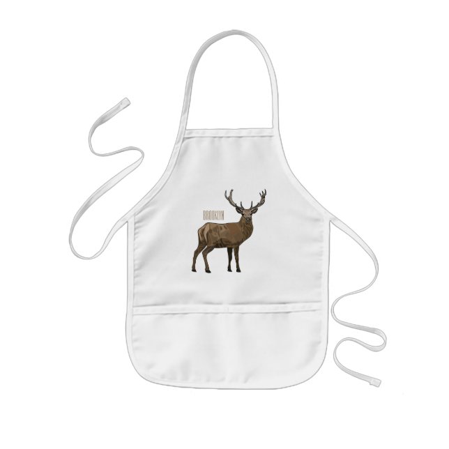 Deer cartoon illustration kids' apron (Front)