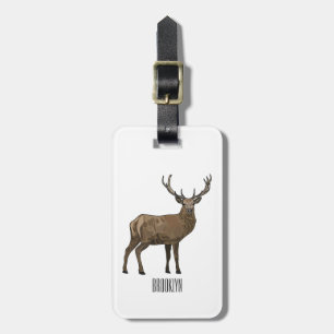Deer cartoon illustration luggage tag