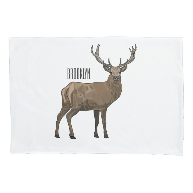Deer cartoon illustration pillow case (Front)