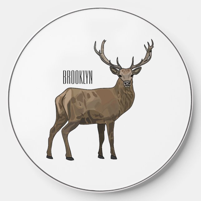 Deer cartoon illustration wireless charger  (Front)