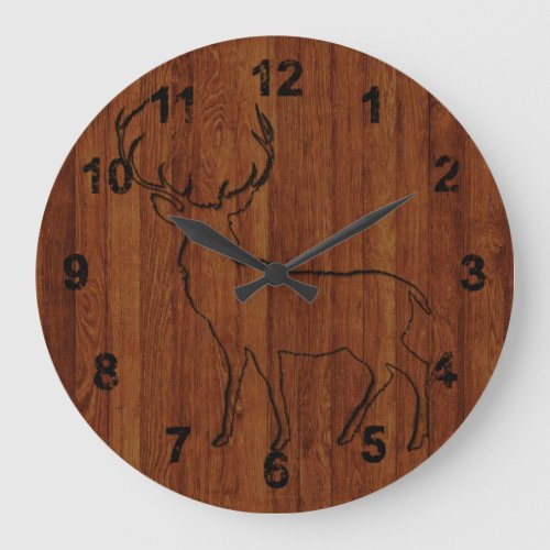 Deer carved effect Elegant and Rustic Large Clock