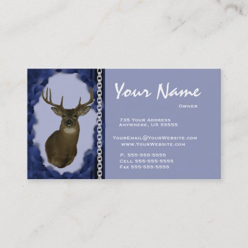 Deer  Chain Taxidermy Business Cards ~ Blue