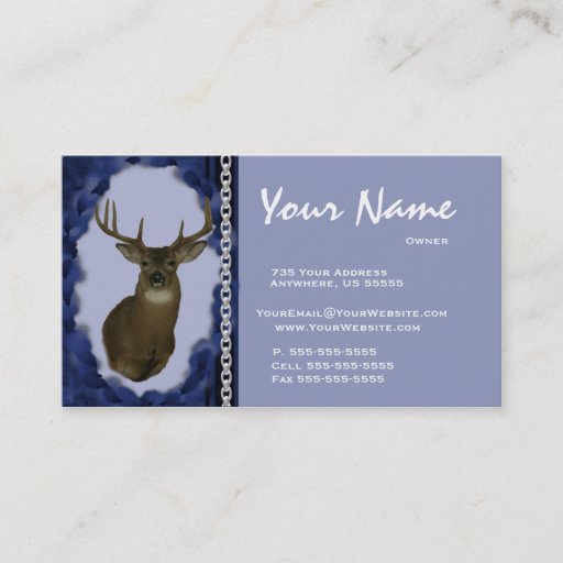 Customizable Deer  Chain Taxidermy Business Cards ~ Blue