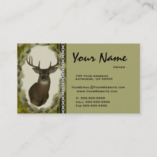 Customizable Deer  Chain Taxidermy Business Cards ~ Brown