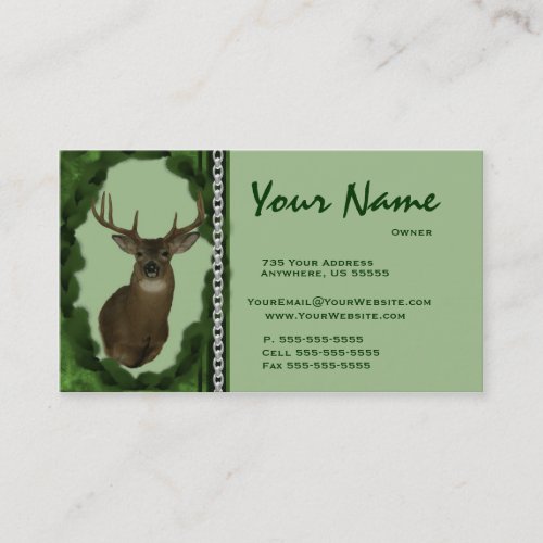 Deer  Chain Taxidermy Business Cards ~ Green
