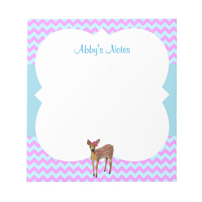 Deer Chevron Cotton Candy Personalized Notepad (Front)