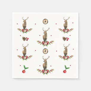 Deer Christmas Idyll Pattern Napkins