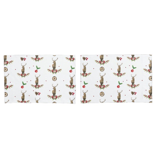 Deer Christmas Idyll Pattern Pillow Case (Front-Set)