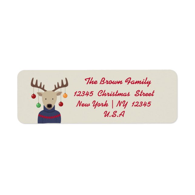 Deer Christmas Label (Front)