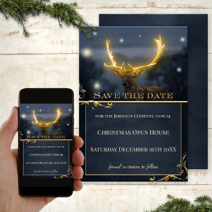 Deer Christmas Open House Save the Date Card