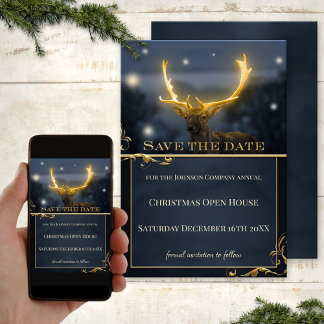 Deer Christmas Open House Save the Date Card