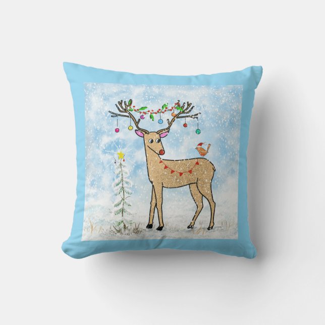 Deer Christmas pillow (Front)