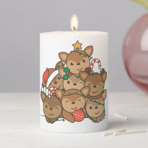 Deer Christmas Tree Funny Animal Christmas Pillar Candle