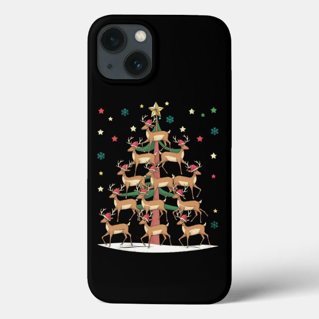 Deer Christmas Tree Funny Holiday Cute Reindeer  Case-Mate iPhone Case (Back)
