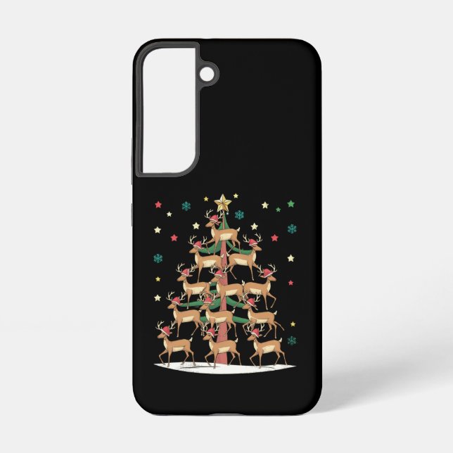 Deer Christmas Tree Funny Holiday Cute Reindeer  Samsung Galaxy Case (Back)