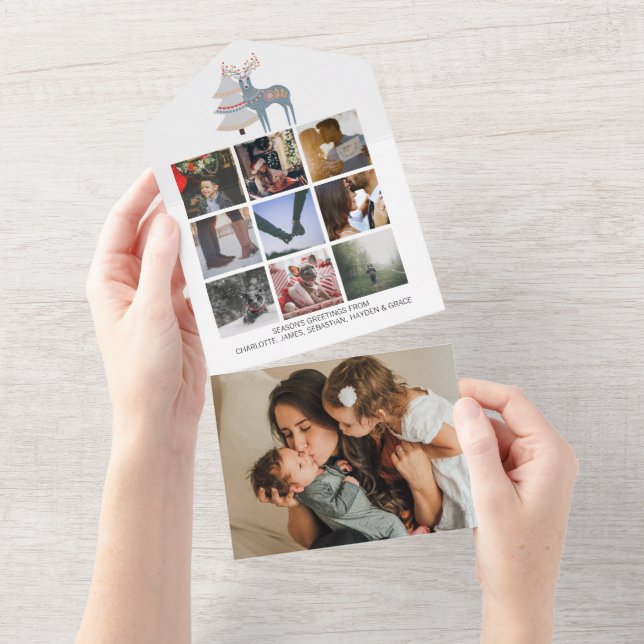 Deer Christmas Tree Personalized All In One Card (Tearaway)