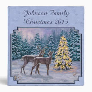Deer & Christmas Tree Winter Blue Binder