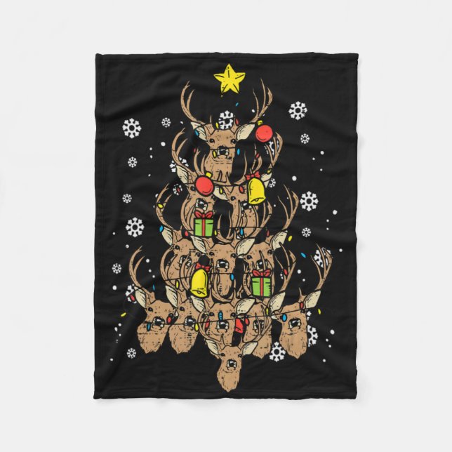 Deer Christmas Tree Xmas Hunting Hunt Men Dad Men  Fleece Blanket (Front)
