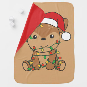 Deer Christmas Winter Animals Deer Baby Blanket