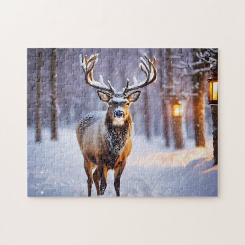 Deer Christmas Winter Art Jigsaw Puzzle