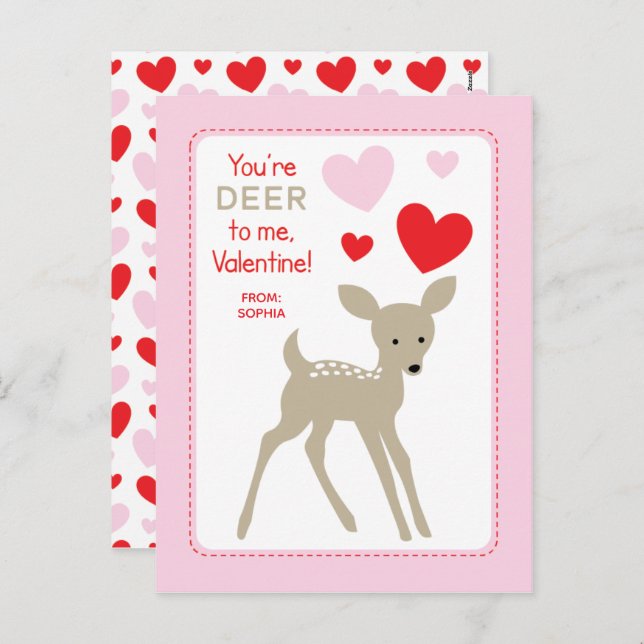 Deer Class Valentines Holiday Postcard (Front/Back)