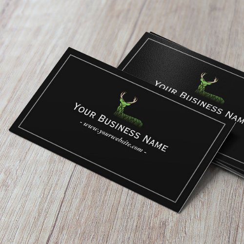 Deer Classic Framed Plain Black Professional Business Card