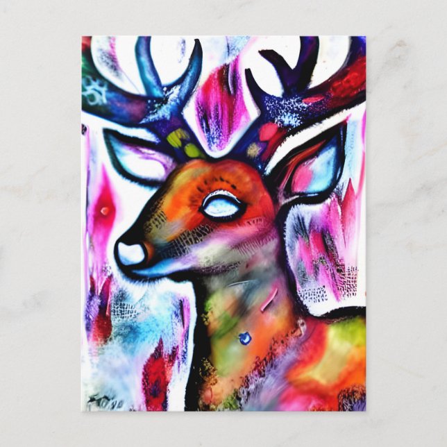 Deer Colorful Postcard (Front)