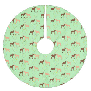 Deer Couple and Daisy Heart Brushed Polyester Tree Skirt