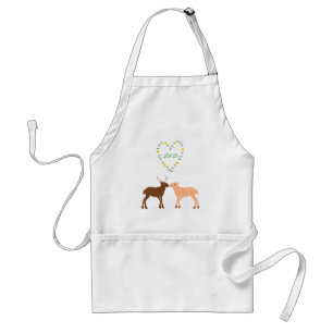 Deer Couple and Daisy Heart Custom Adult Apron