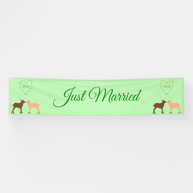 Deer Couple and Daisy Heart Custom Banner (Horizontal)