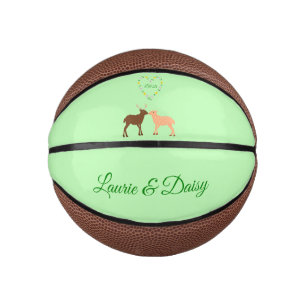 Deer Couple and Daisy Heart Custom Mini Basketball