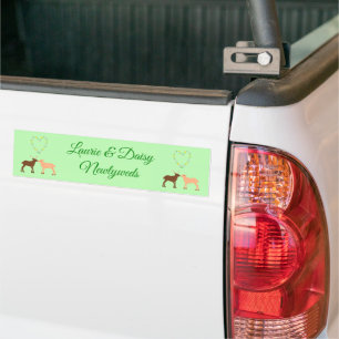 Deer Couple and Daisy Heart Custom Newlyweds Bumper Sticker