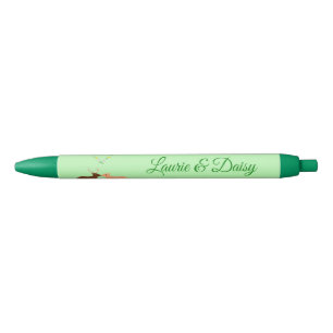 Deer Couple and Daisy Heart Custom Pen