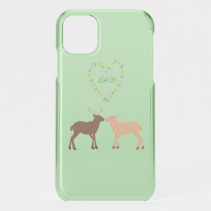 Deer Couple and Daisy Heart Custom iPhone 11 Case