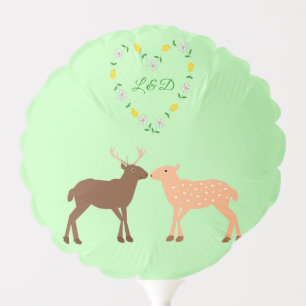 Deer Couple and Daisy Heart Custom Wedding Balloon