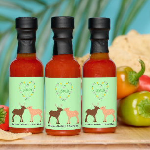 Deer Couple and Daisy Heart Custom Wedding Hot Sauces