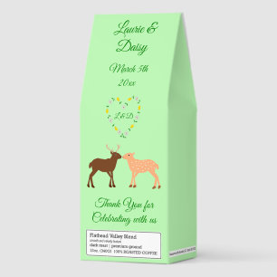 Deer Couple and Daisy Heart Custom Wedding Roasted Coffee
