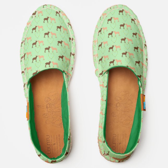 Deer Couple and Daisy Heart Patterned Espadrilles (Front)