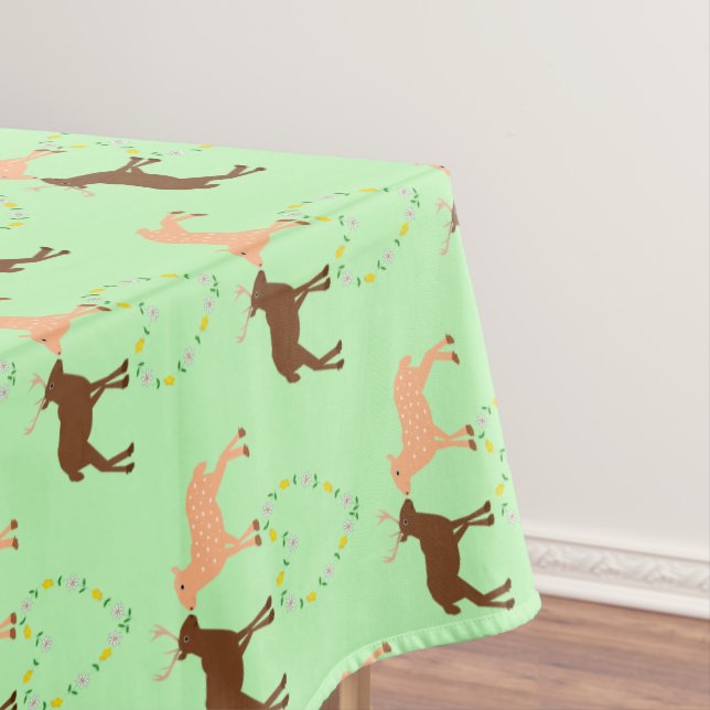 Deer Couple and Daisy Heart Tablecloth (In Situ)