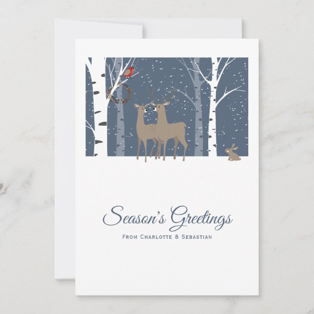 Deer Couple Christmas Personalized Holiday Card (Front)