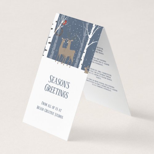 Deer Couple Seasons Greetings Mini Greetings Business Card