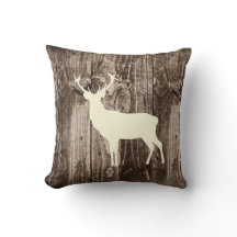 Deer (Cream) Wildlife on Rustic Wood Cabin