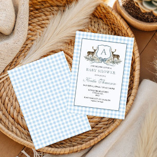 Deer Crest Monogram Deer Hunting Baby shower  Invitation