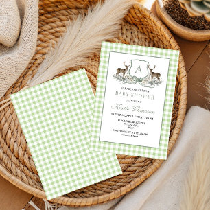 Deer Crest Monogram Deer Hunting Baby shower  Invitation