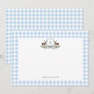 Deer Crest Monogram Deer Hunting Baby shower Note Card