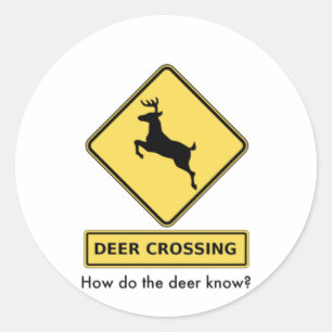deer crossing classic round sticker