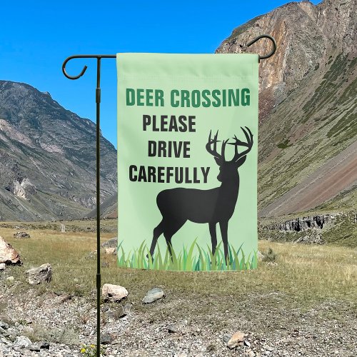 Deer Crossing Drive Carefully Wildlife Warning Garden Flag