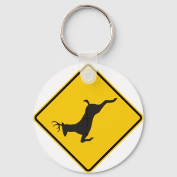 Deer Crossing Highway Sign Keychain by wesleyowns at Zazzle