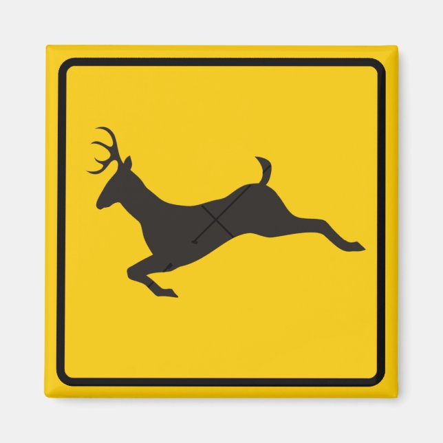 Deer Crossing Highway Sign Magnet (Front)