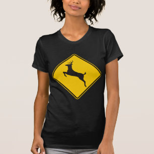 Deer Crossing Highway Sign T-Shirt